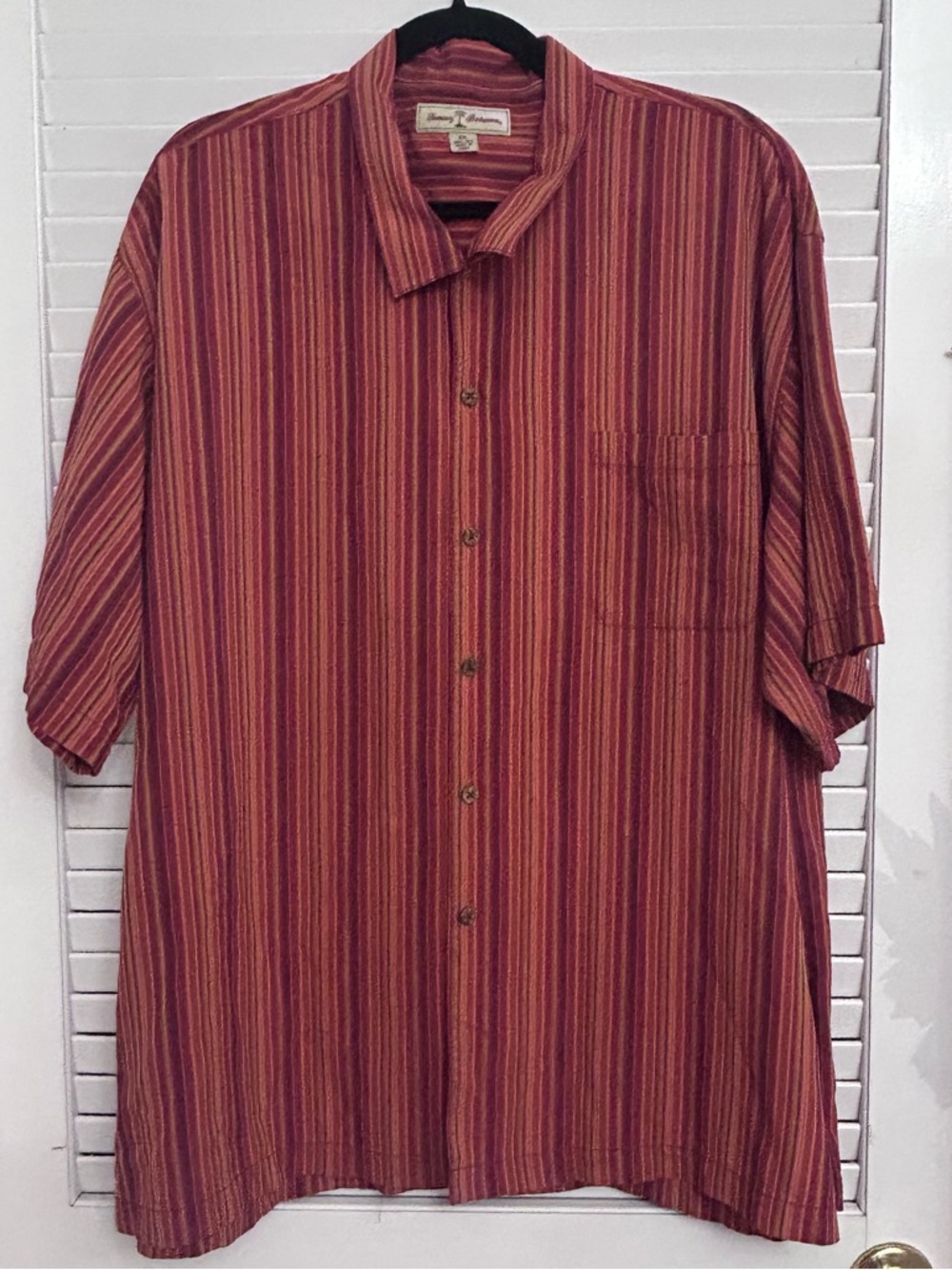 Tommy Bahama 100% Silk Red Stripe Short Sleeve Mens Shirt Sz XXL - Picture 6 of 11